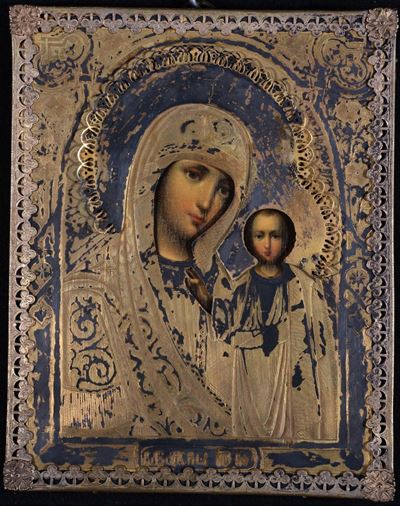 Icona Raffigurante Madonna con Bambino, XIX Secolo