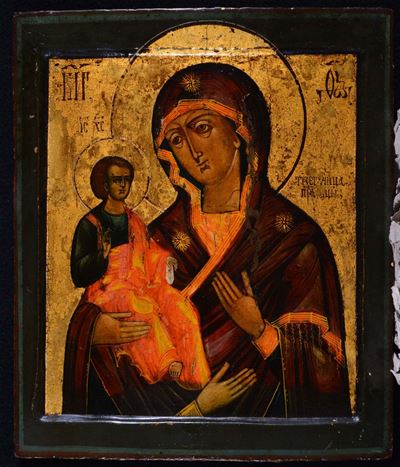 Icona Raffigurante Madonna con Bambino, XIX Secolo