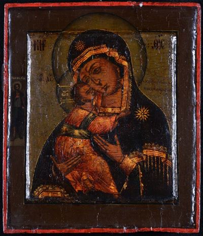 Icona Raffigurante Madonna con Bambino, XIX Secolo