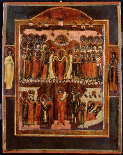 Icona Raffigurante Santi, XIX Secolo
