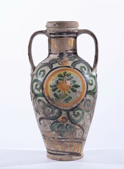 Anfora in Maiolica Caltagirone Datata 1879