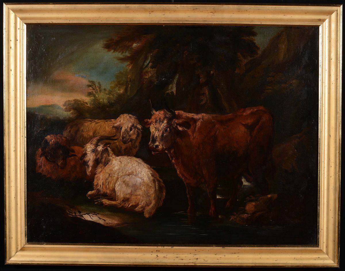 Pittore Anonimoscena Pastorale con Mucche