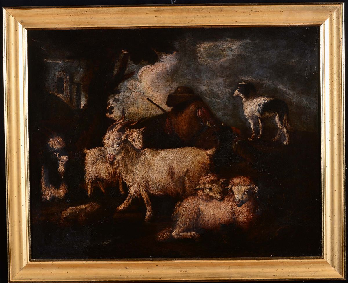 Pittore Anonimoscena Pastorale con Pecore