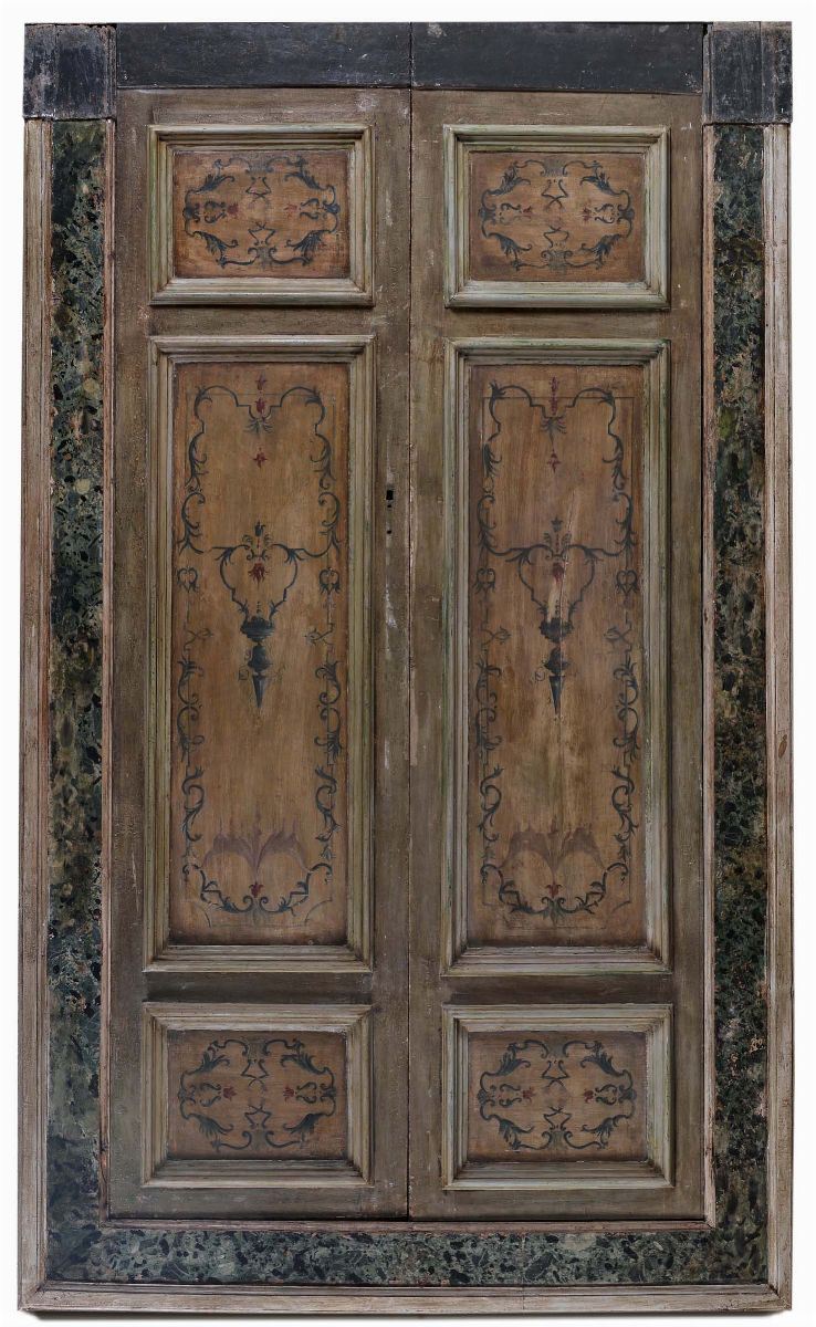 Porta a due ante laccata, XVIII secolo  - Asta Antiquariato e Dipinti Antichi - Cambi Casa d'Aste