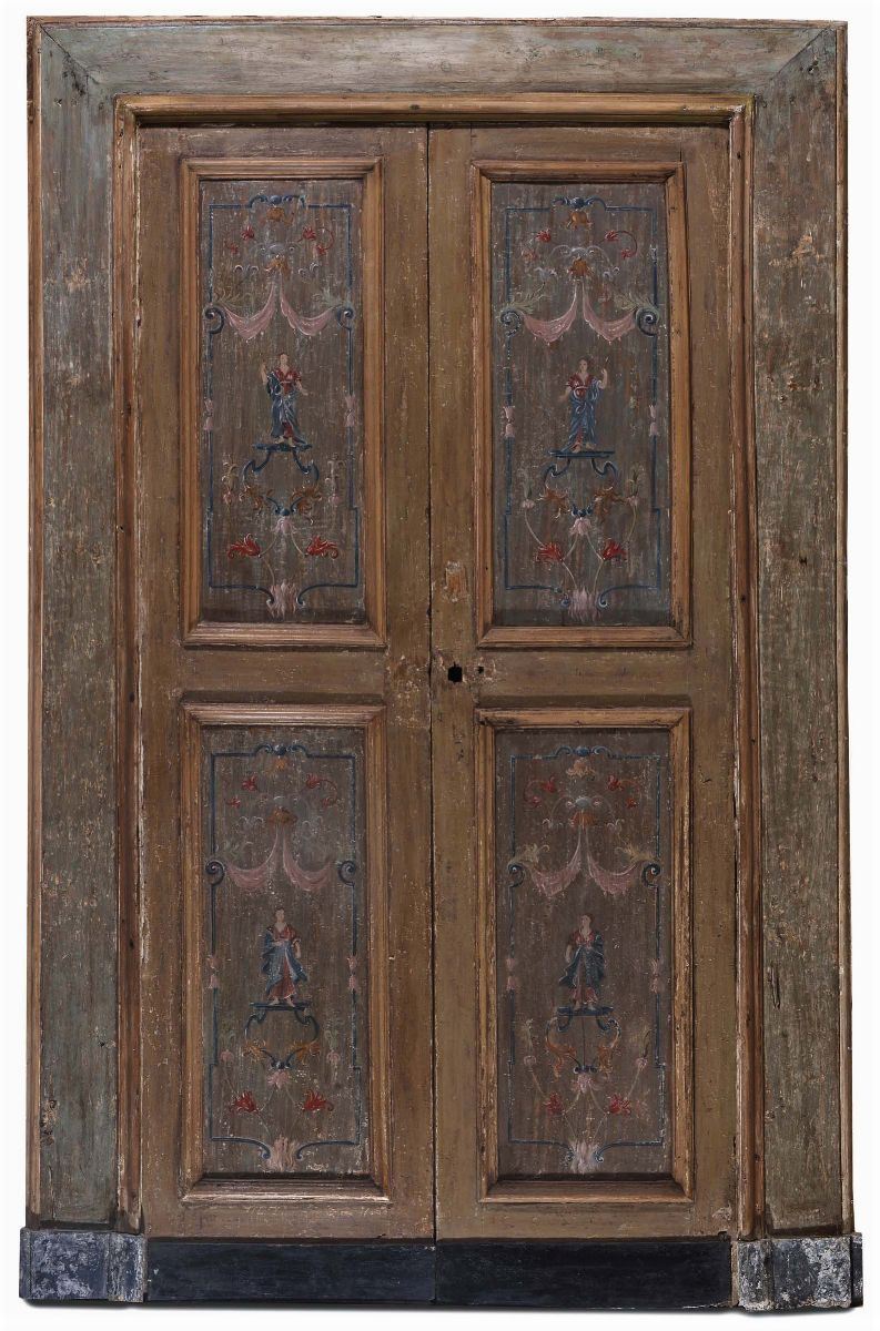 Porta a due ante laccata, XVIII secolo  - Asta Antiquariato e Dipinti Antichi - Cambi Casa d'Aste