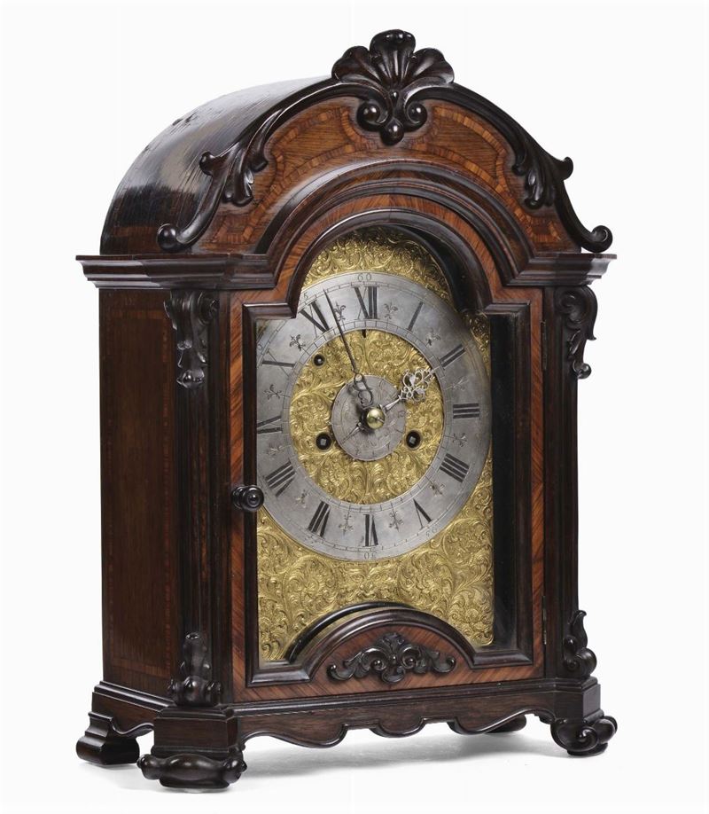 Pendola da tavolo intagliata in palissandro e bois de rose con sette suonerie  - Asta Antiquariato e Dipinti Antichi - Cambi Casa d'Aste