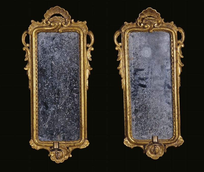 Coppia di ventoiline in legno intagliato e dorato, XVIII secolo  - Auction Antiques and Old Masters - Cambi Casa d'Aste