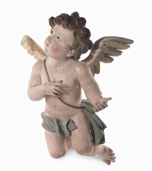 Scultura in legno raffigurante un angelo, fine XVIII secolo