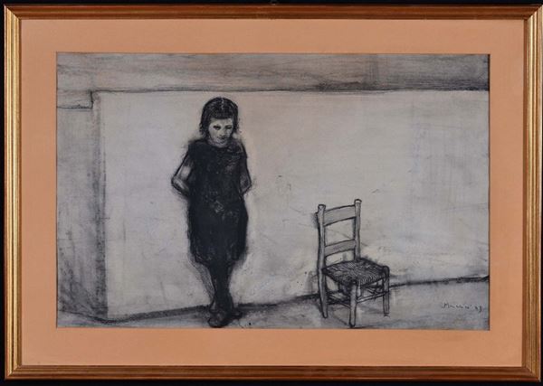Marcello Muccini (1926-1978) Bambina appoggiata ad un muro