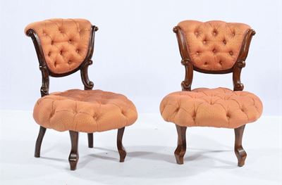 Coppia di Poltroncine Basse Luigi Filippo in Mogano