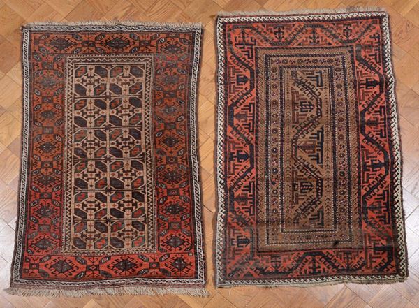 Lotto composto da due tappeti  Baluch, fine XIX inizio XX secolo