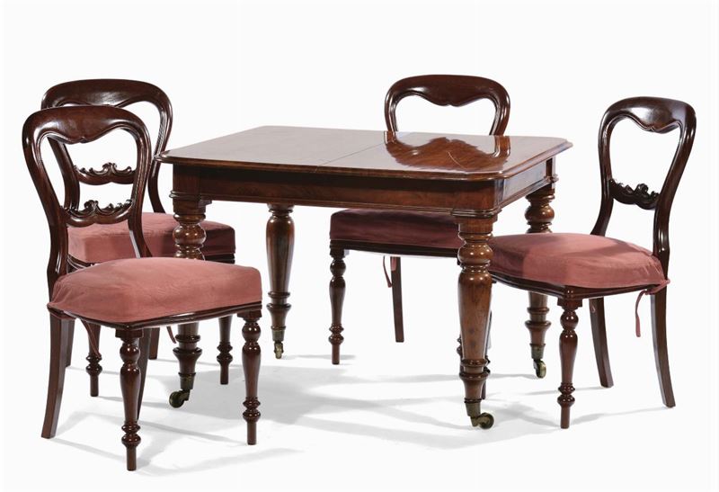 Tavolo rettangolare allungabile in mogano, Inghilterra fine XIX secolo  - Asta Antiquariato e Dipinti Antichi - Cambi Casa d'Aste