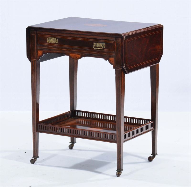 Tavolino a bandelle in palissandro, Inghilterra fine XIX secolo  - Asta Antiquariato e Dipinti Antichi - Cambi Casa d'Aste