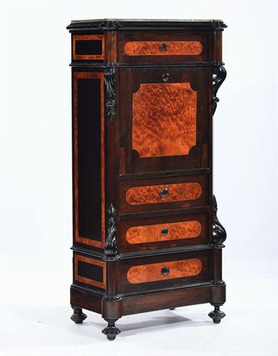 Secretaire Luigi Filippo in Palissandro e Radica di Tuja, Fine XIX Secolo