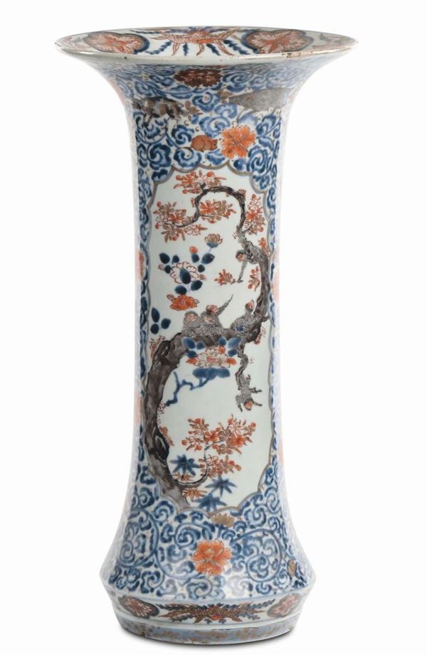Imari porcelain trumpet vase, Japan, Arita, 18th century, h cm 48