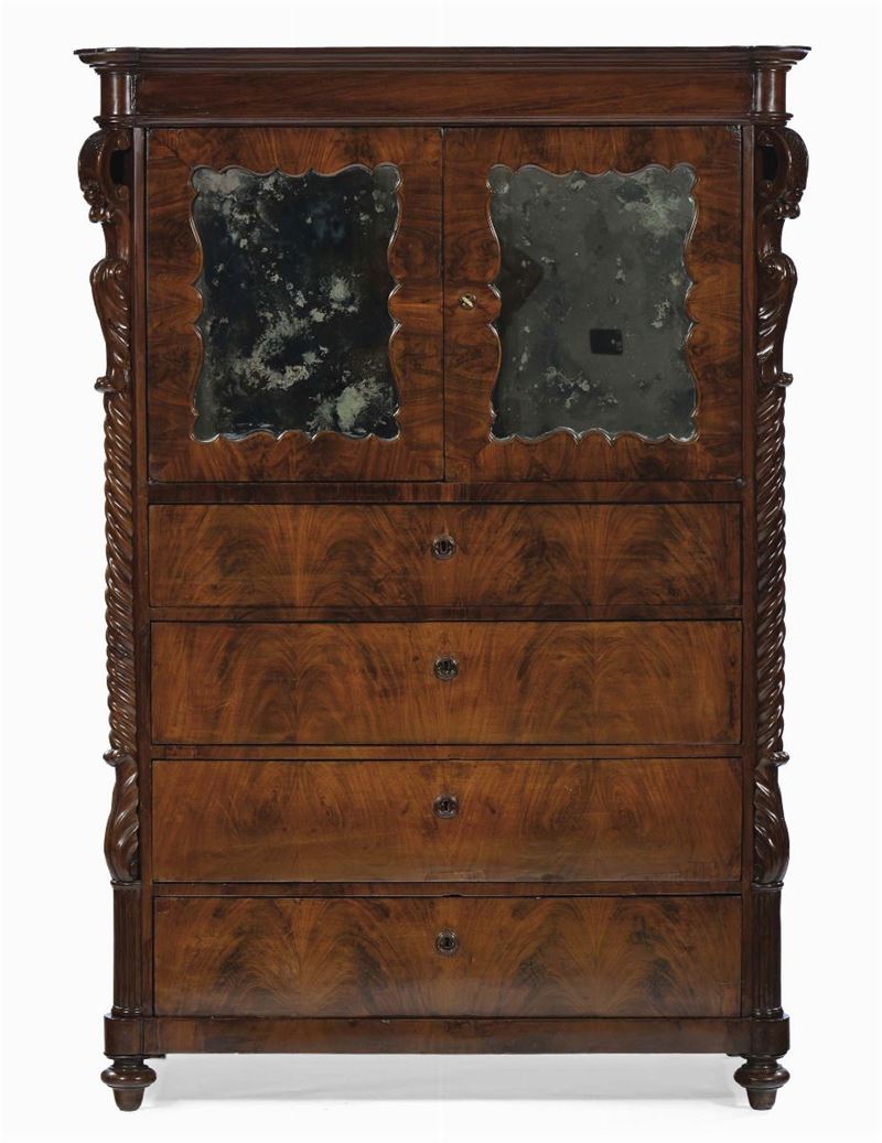 Mobile guardaroba Luigi Filippo con ante a specchi, XIX secolo  - Auction Antiques and Old Masters - Cambi Casa d'Aste