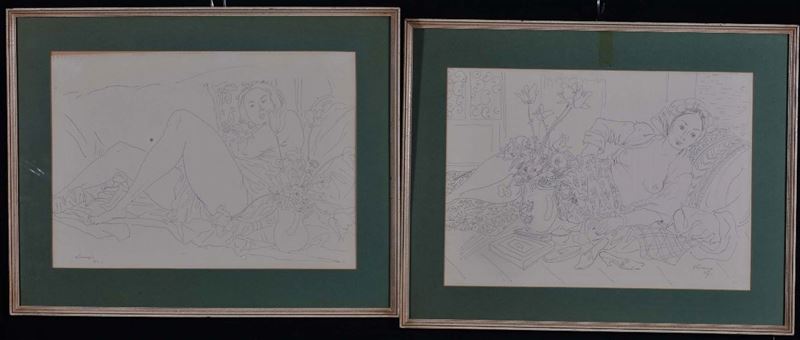 Bernardino Palazzi (1907-1987) Nudi distesi  - Asta Antiquariato e Dipinti Antichi - Cambi Casa d'Aste