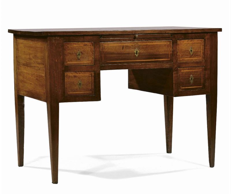 Scrittoio in noce con filettature in legno chiaro, Italia centrale XIX secolo  - Asta Antiquariato e Dipinti Antichi - Cambi Casa d'Aste