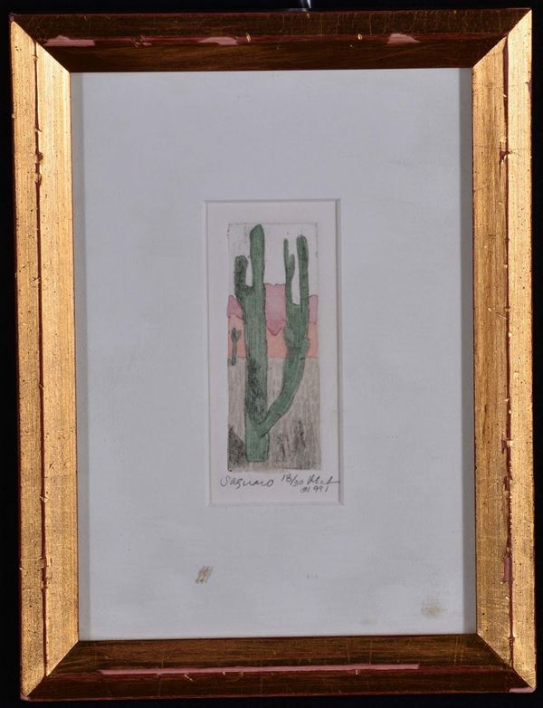 Multiplo su carta raffigurante cactus