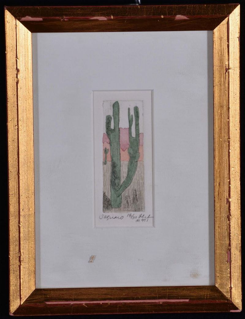 Multiplo su carta raffigurante cactus  - Auction Time Auction 05-2014 - Cambi Casa d'Aste
