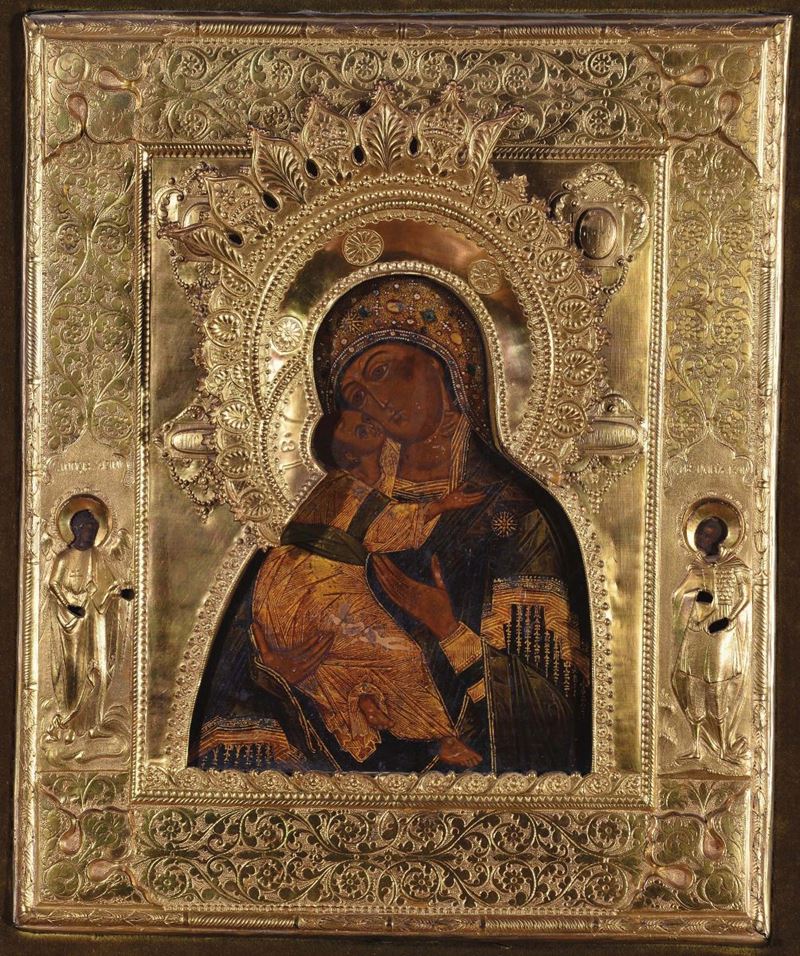 Scuola di Mosca del XIX secolo Madonna con Bambino  - Asta Antiquariato e Dipinti Antichi - Cambi Casa d'Aste