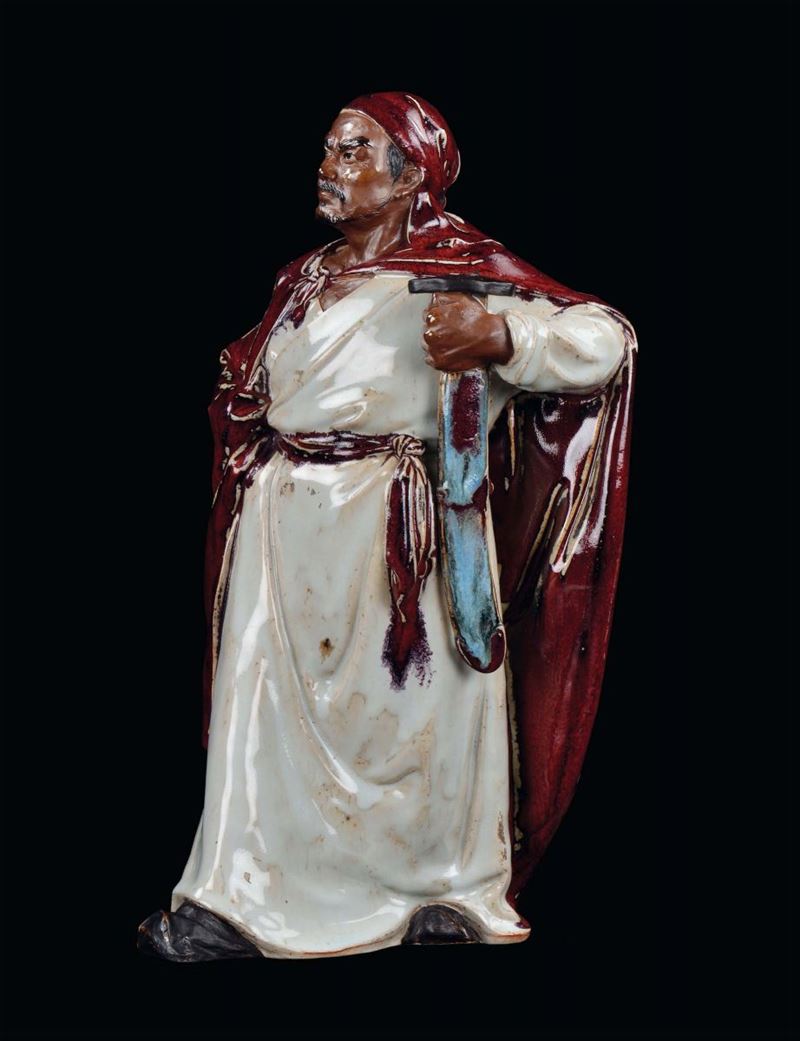 Polychrome porcelain warrior, China, Republican Period, 20th century h cm  - Auction Fine Chinese Works of Art - Cambi Casa d'Aste