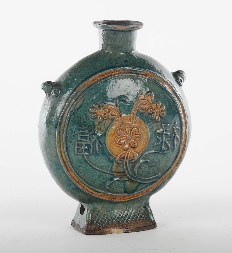 Fiasca in terracotta smaltata, Cina XIX-XX secolo  - Auction Antique and Old Masters - II - Cambi Casa d'Aste