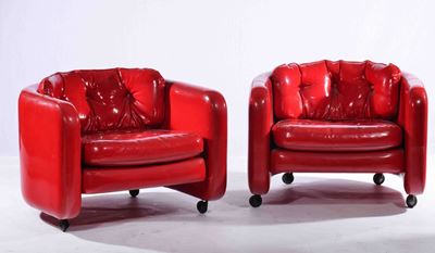 Coppia di Poltroncine Moderne Rosse