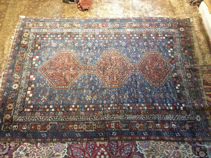A Sud Persia Khamseh rug end 19thcentury. Good condition.  - Auction Ancient Carpets - Cambi Casa d'Aste