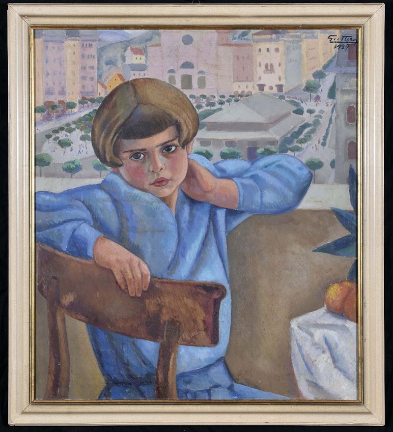 Alfredo Guttero (1882-1932) Fanciulla seduta sul terrazzo  - Asta Dipinti del XIX e XX secolo - Cambi Casa d'Aste