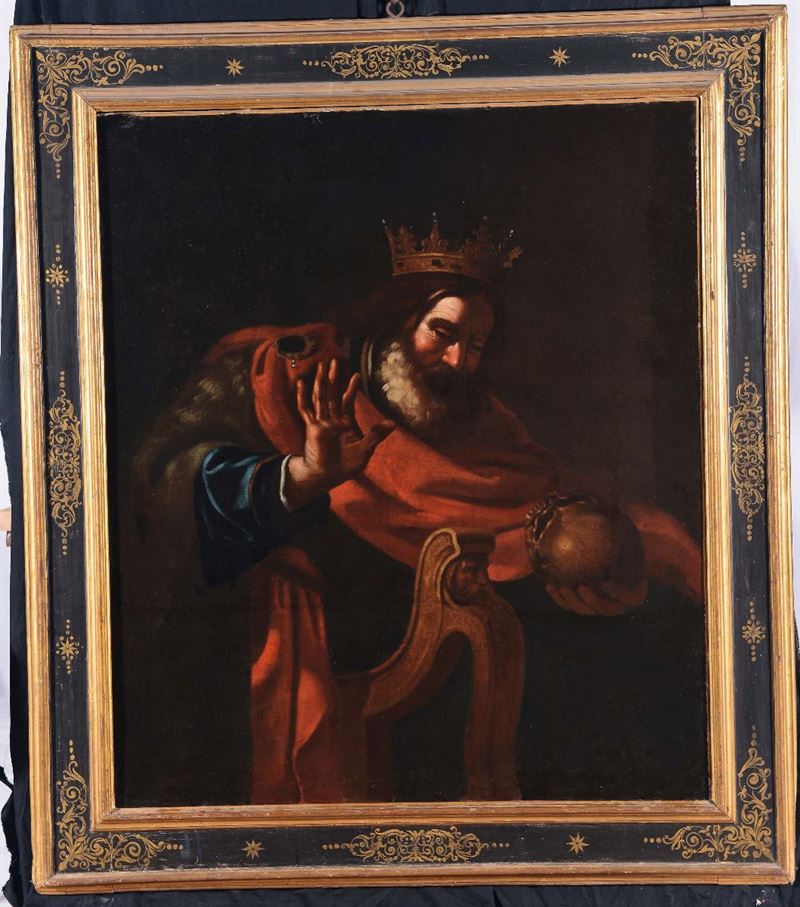 Giovanni Francesco Barbieri detto il Guercino (Cento 1591 - Bologna 1666), ambito di Re Davide  - Asta Dipinti Antichi - II - Cambi Casa d'Aste