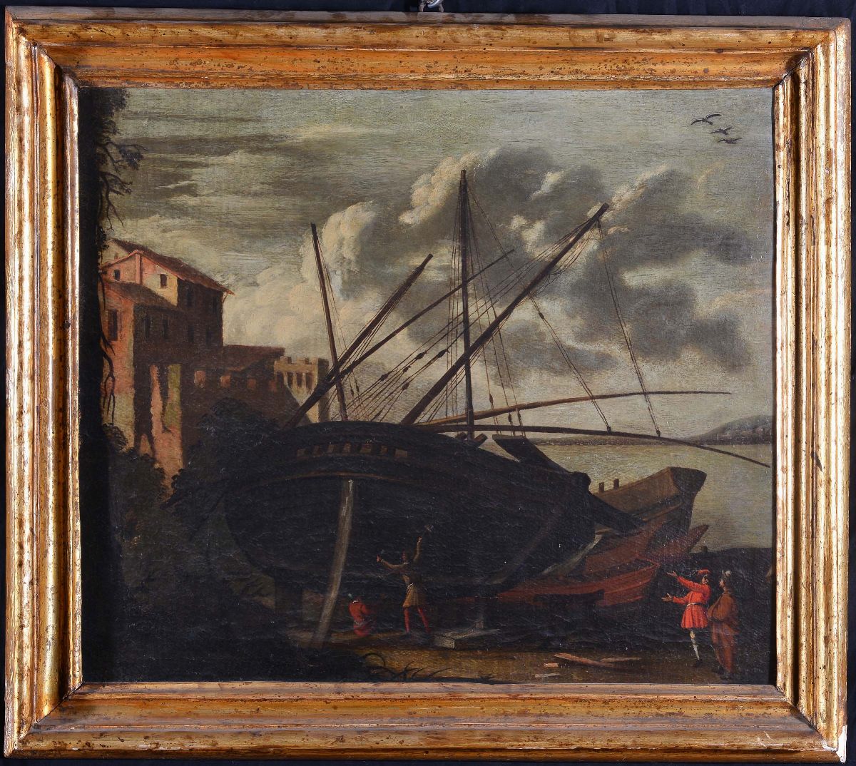 Agostino Tassi (1566/80-1644), Attribuito Aporto con Barca Secca