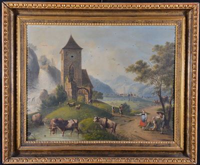 Quadro Orologio con Cornice a Pastiglia Dorata, XIX Secolo