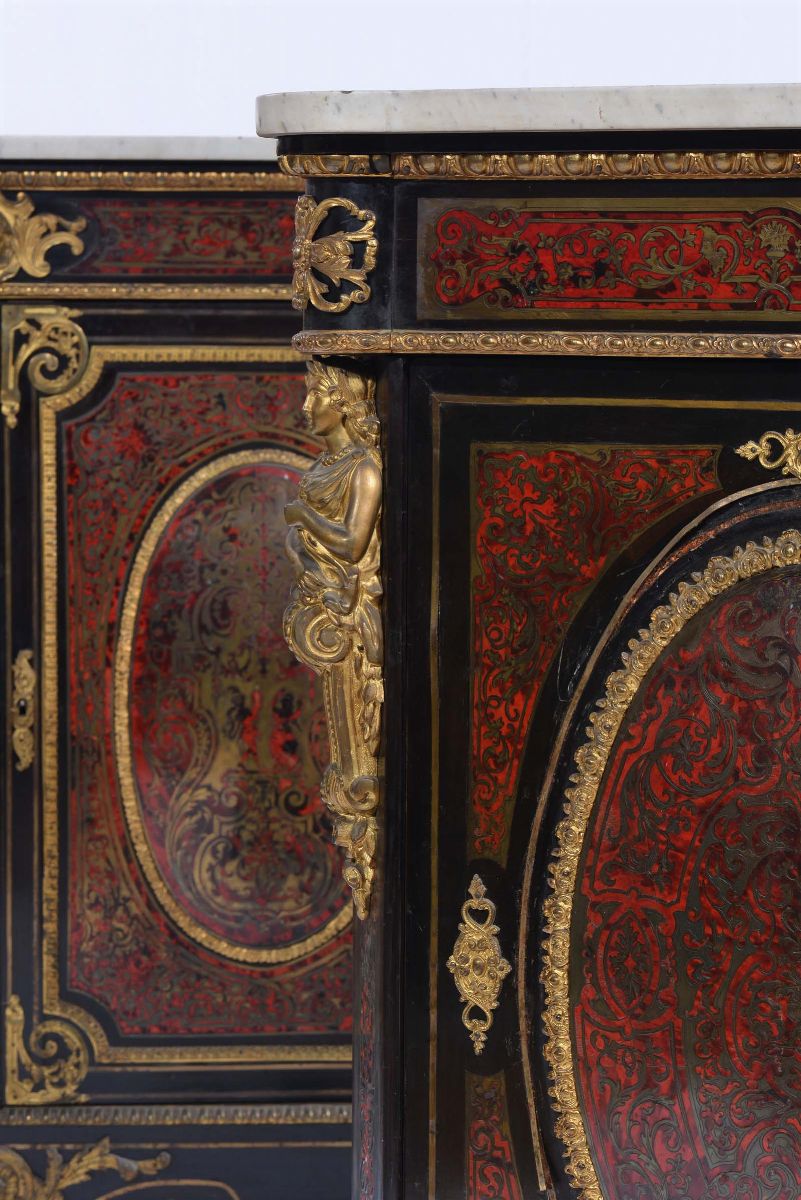 Coppia di Credenze Boulle a Due Ante, XIX Secolo