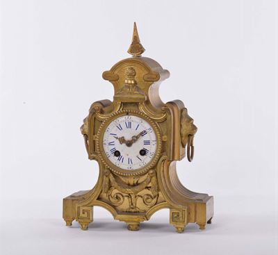 Pendola da Tavolo in Bronzo Dorato, XIX Secolo