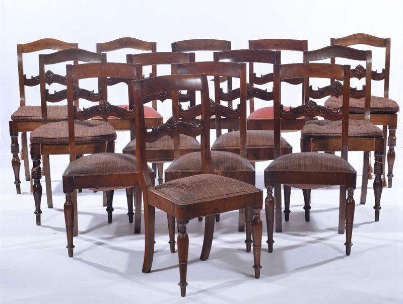 Insieme di tredici sedie con seduta in cannè  - Auction Antiques and Old Masters - Cambi Casa d'Aste