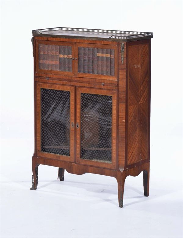 Mobile libreria in legno lastronato, Francia XIX secolo