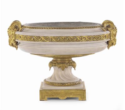 Fioriera in Marmo Bianco e Bronzo Dorato, Francia XIX Secolo