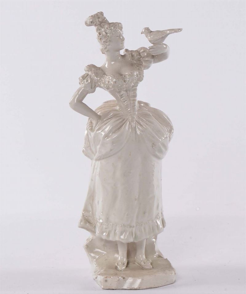 Figura in ceramica bianca raffigurante dama con uccellino, Veneto fine XVIII secolo  - Auction Antiques and Old Masters - Cambi Casa d'Aste