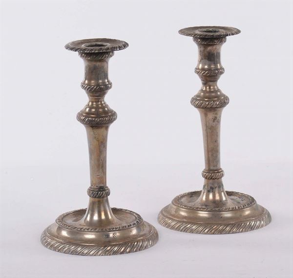 Due candelieri in argento, Venezia XIX secolo