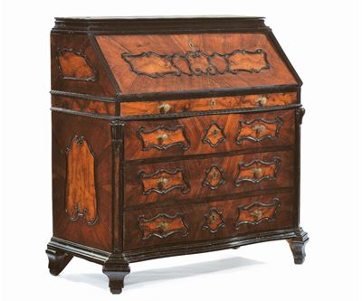 Bureau Luigi XIV in Legno Interamente Lastronato, Lombardia Inizio XVIII Secolo