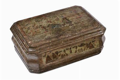 Cofanetto in Legno Laccato Ad Arte Povera, XVIII Secolo