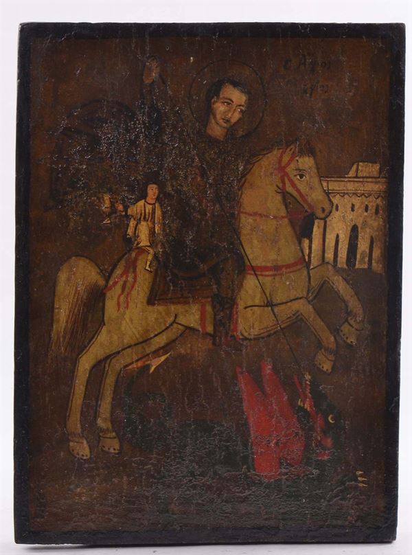 Icona greca raffigurante San Giorgio, XIX secolo