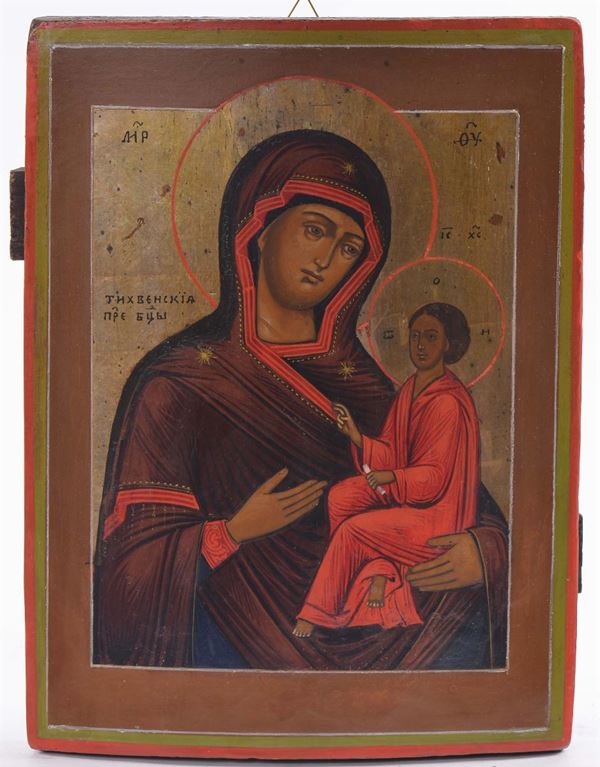 Madonna di Tichvin, icona fondoro XVIII secolo