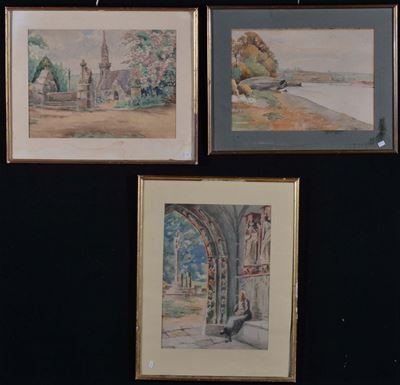 Tre Acquerelli con Paesaggi