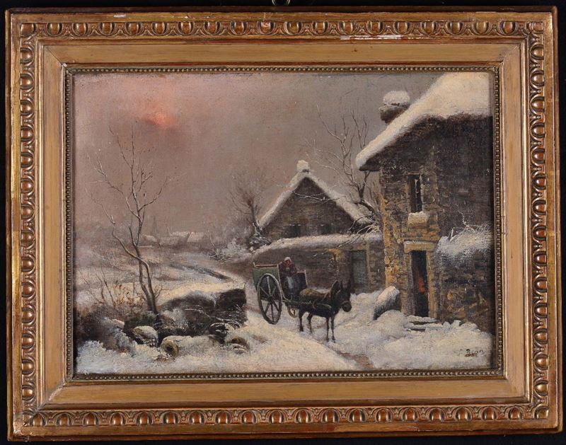 Anonimo del XX secolo Paesaggio invernale  - Auction Antiques and Old Masters - Cambi Casa d'Aste