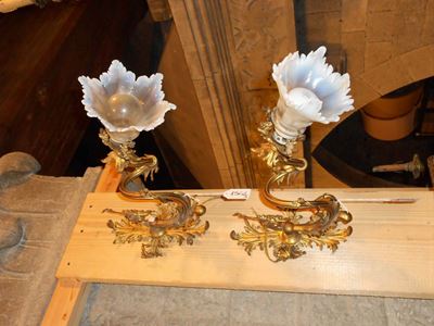 Coppia di Appliques in Metallo Dorato