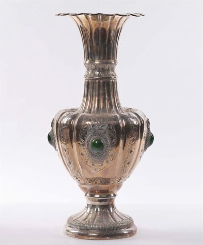 Vaso in Argento con Applicazioni Pietre Dure