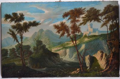 Anonimo del XIX Secolopaesaggio con Rocca