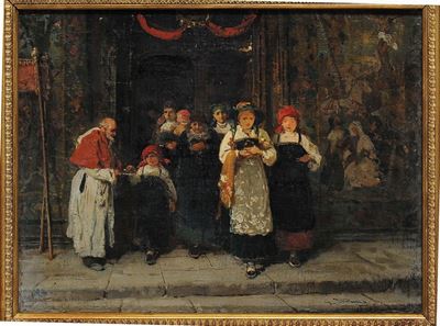 Gerolamo Induno (1827-1890)L’uscita dalla Messa